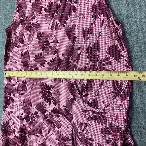 Cut Loose Sleeveless Floral Checkered Dress Pink Size Large USA MADE - Picture 7 of 12